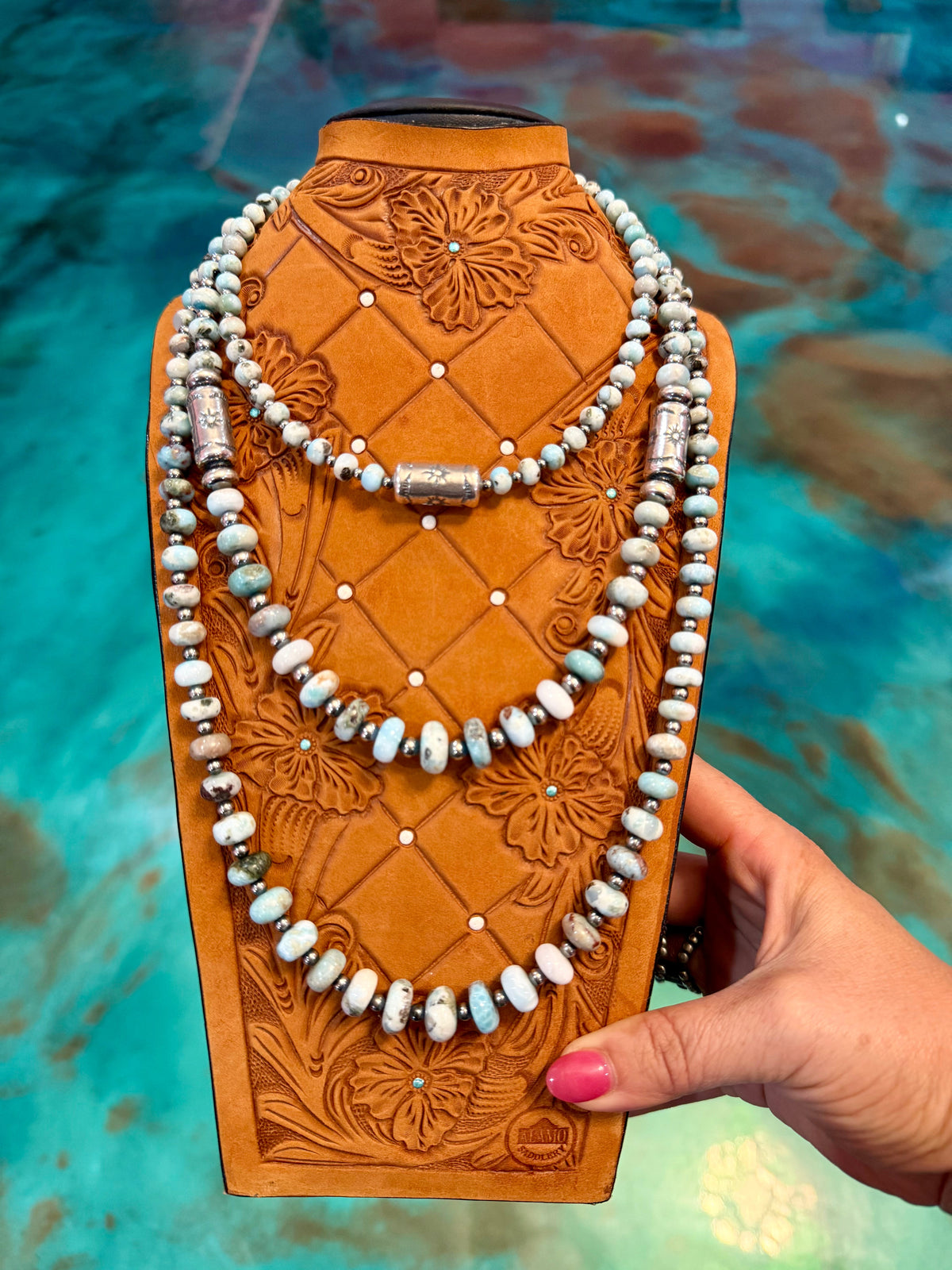 Jaci Stack – Larimar & Sterling Silver Pearl Necklaces