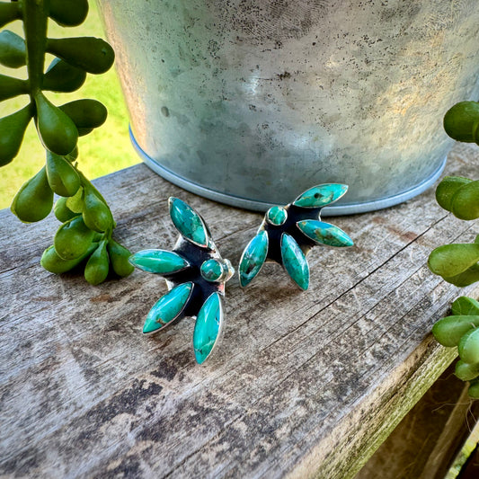 Turquoise Half Flower Earrings