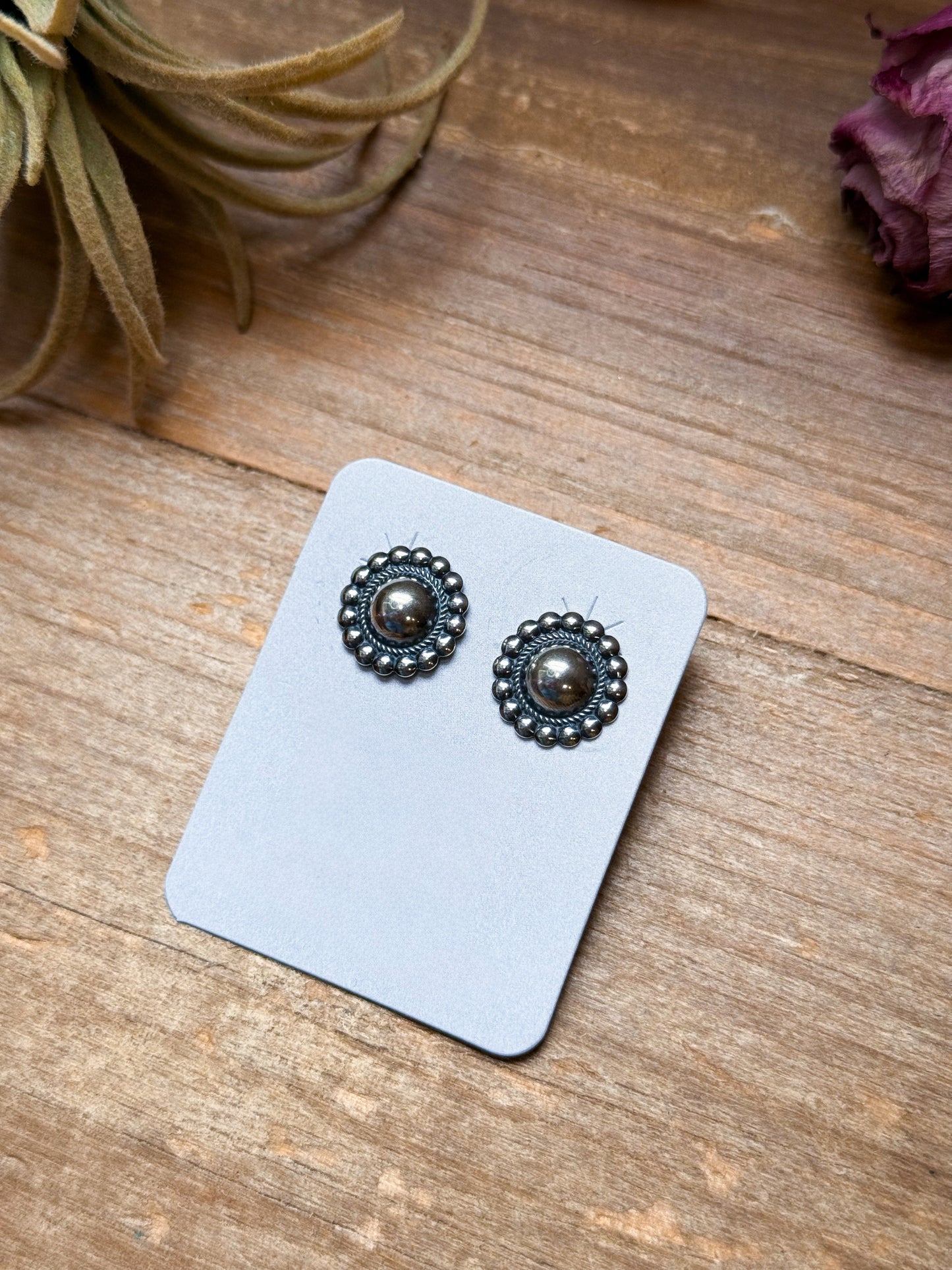 Mini Sterling Silver Concho Stud Earrings