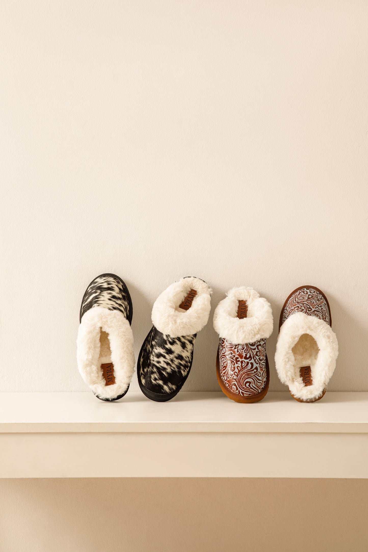 Myra Alamosa Shadow Fur-Lined Hairon Leather Slippers for Women – Winter Indoor Comfort, Soft Sole, Western Style