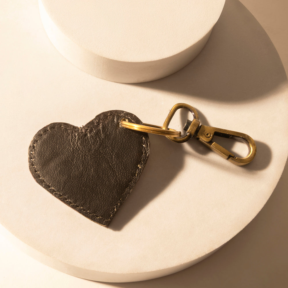 Myra Moonhide Heart Western Key Fob in light brown with hairon detail