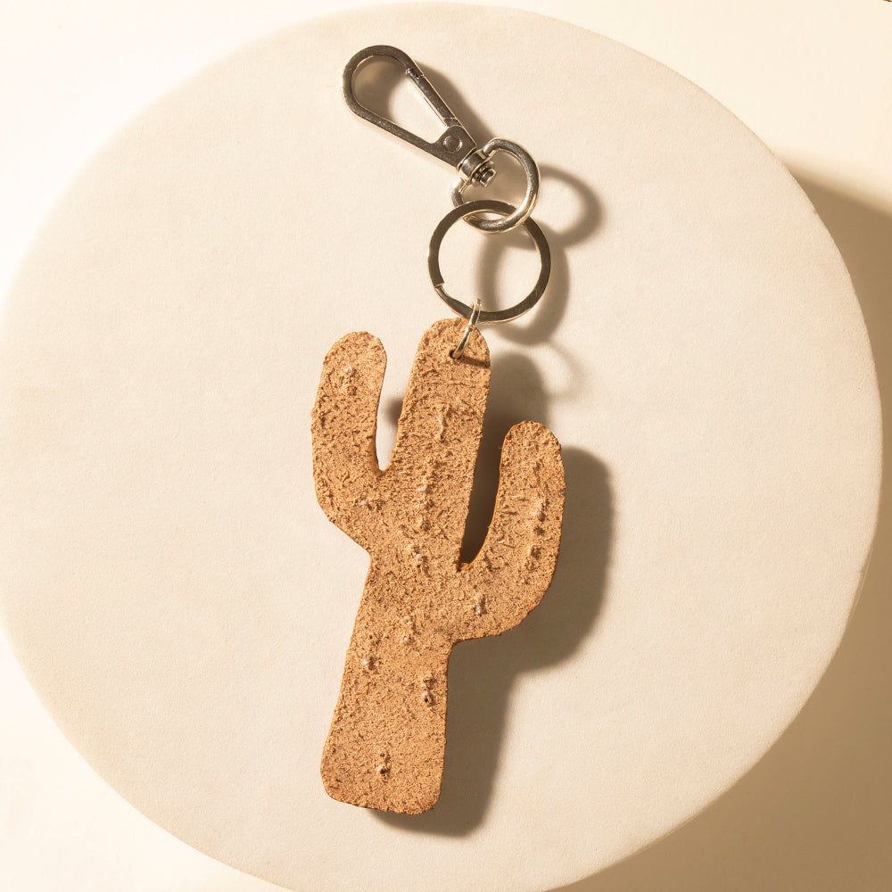 Myra Cactus Prairie Handtooled Leather Key Fob in Canyon Teal