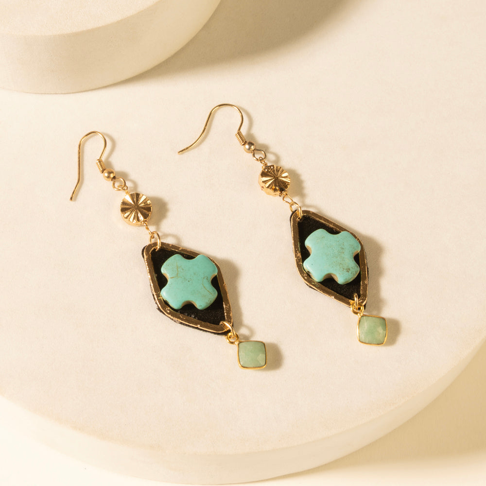 Myra Four Trails Clover Earrings in Desert Turquoise