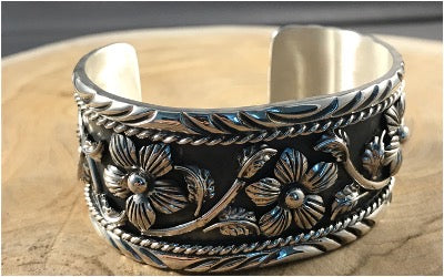 Large Oxidzied Flower Cuff