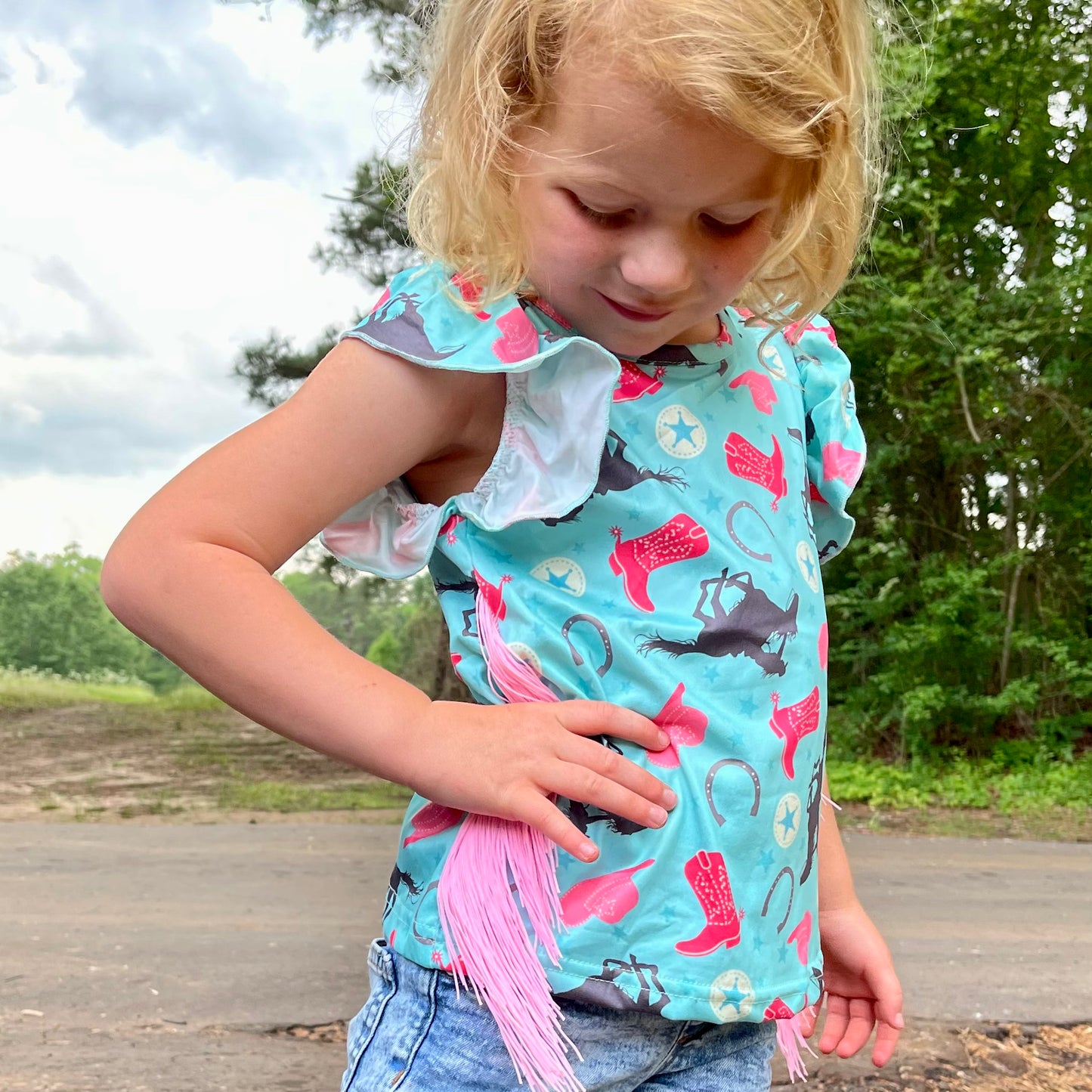 Turquoise Cowgirl Fringe Shirt