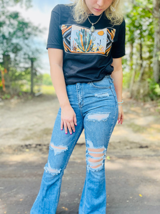 Maxine Distressed Flare Jeans