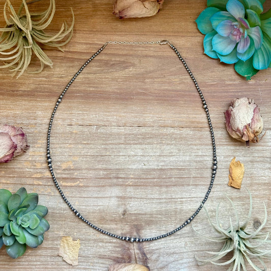 3mm 22” Graduated Sterling Silver Pearl Necklace