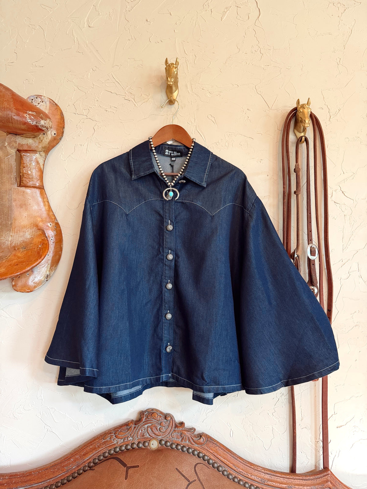 The Blu Outlaw Denim Poncho Top