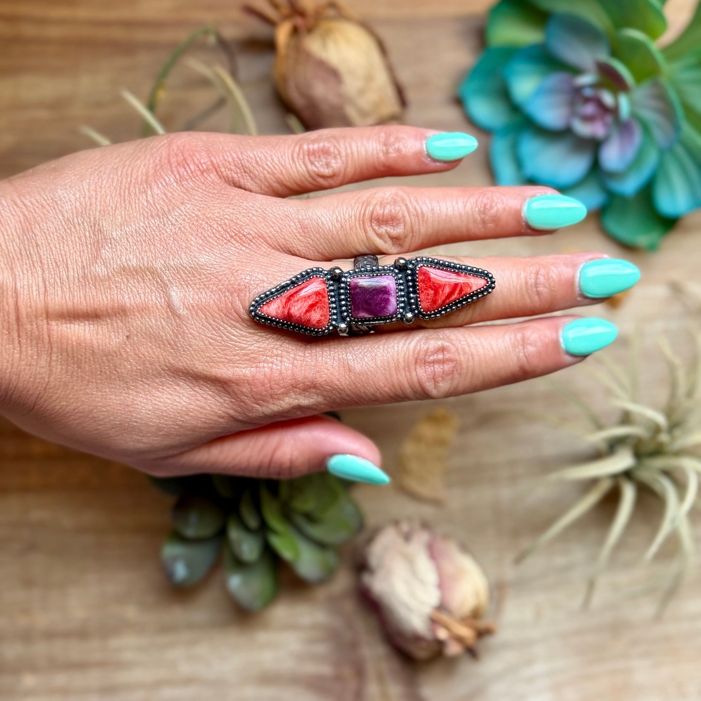 MJ Ring Red & Purple Spiny Ring