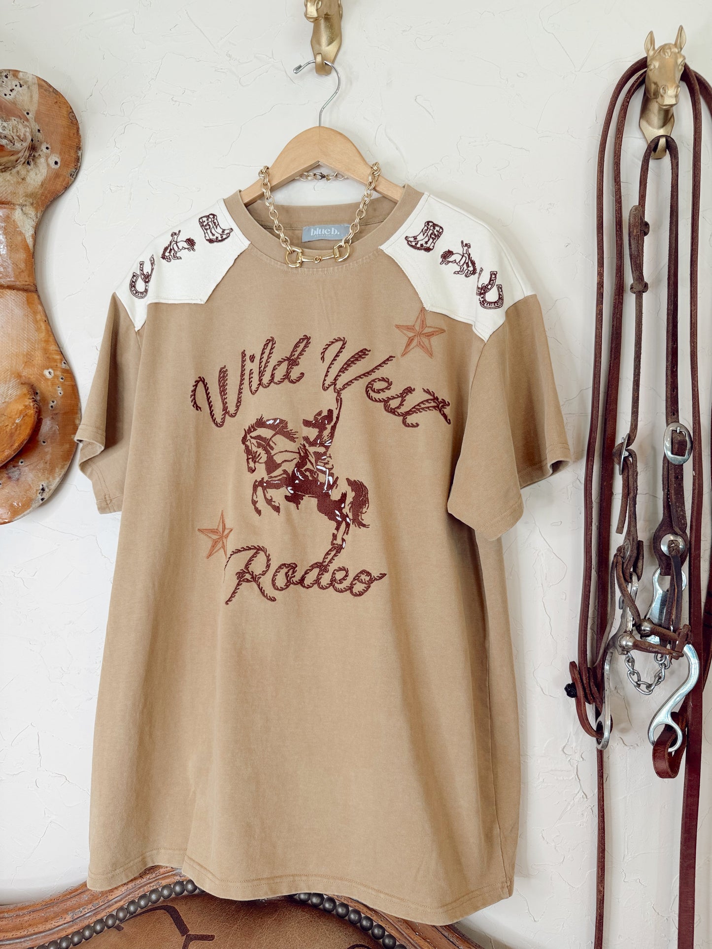 The Wild West Rodeo Embroidered T-Shirt Dress