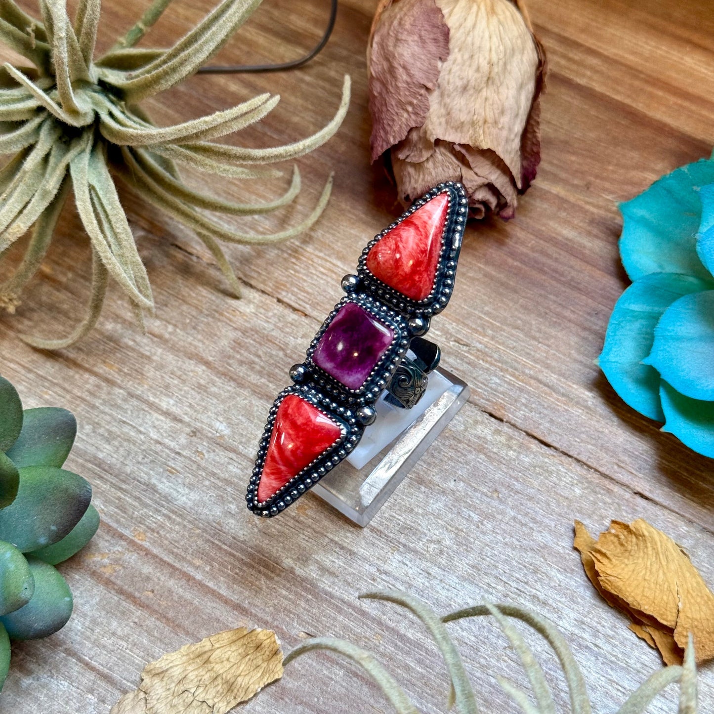 MJ Ring Red & Purple Spiny Ring