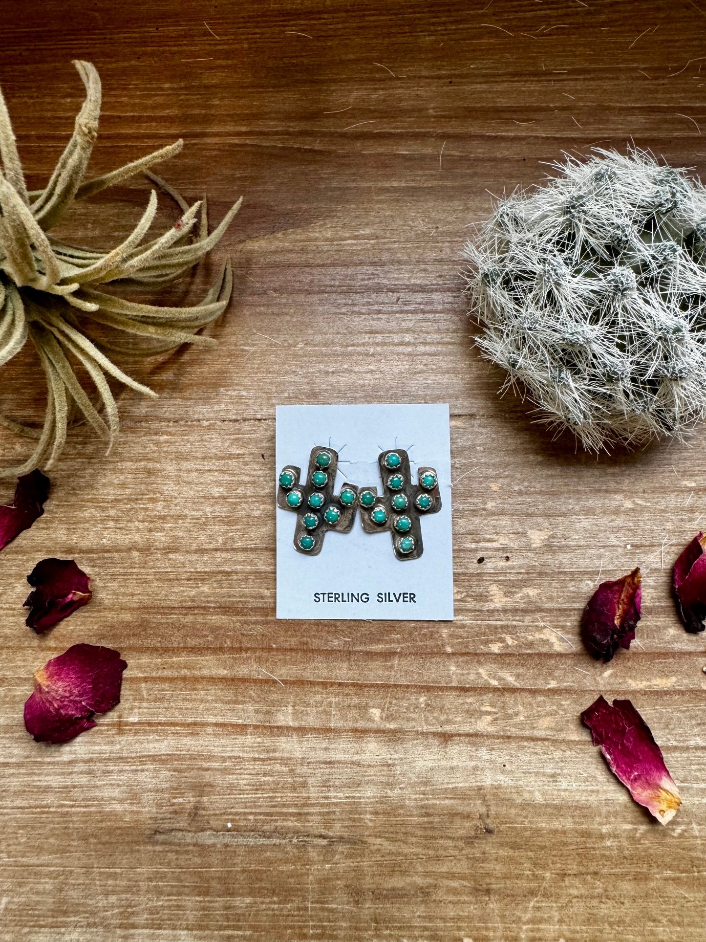 Turquoise Cactus Studs