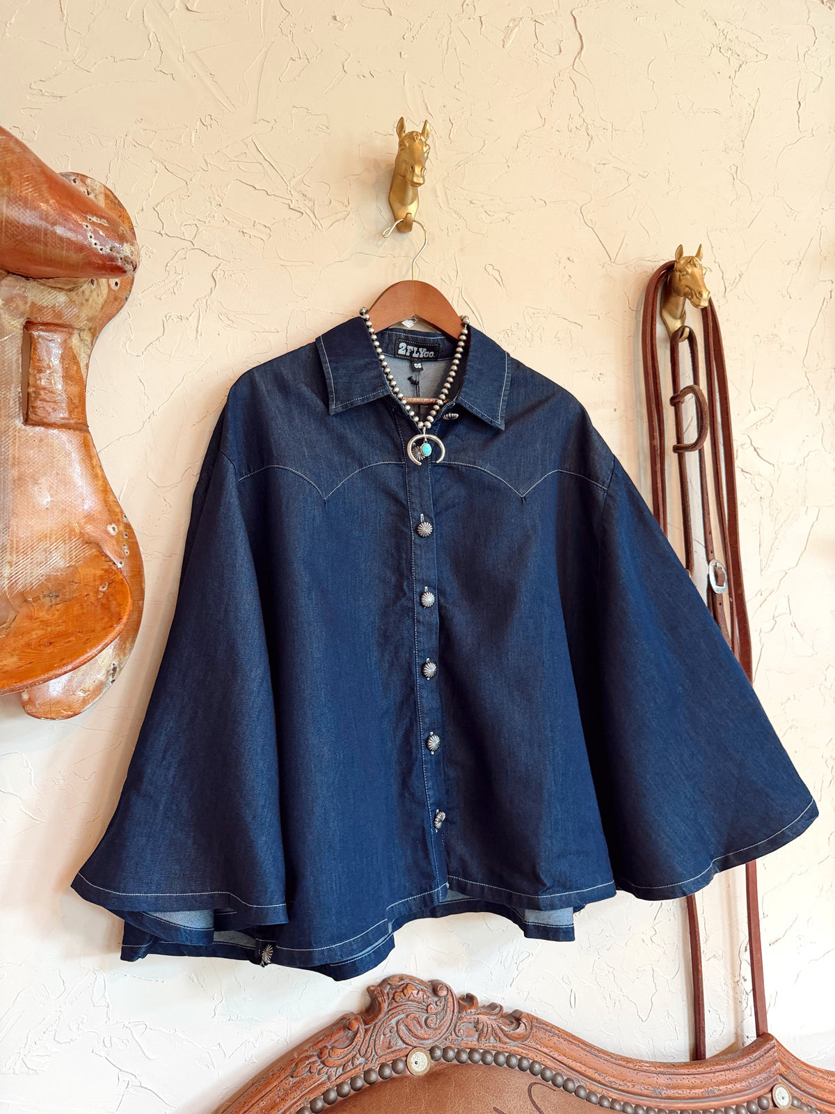 The Blu Outlaw Denim Poncho Top