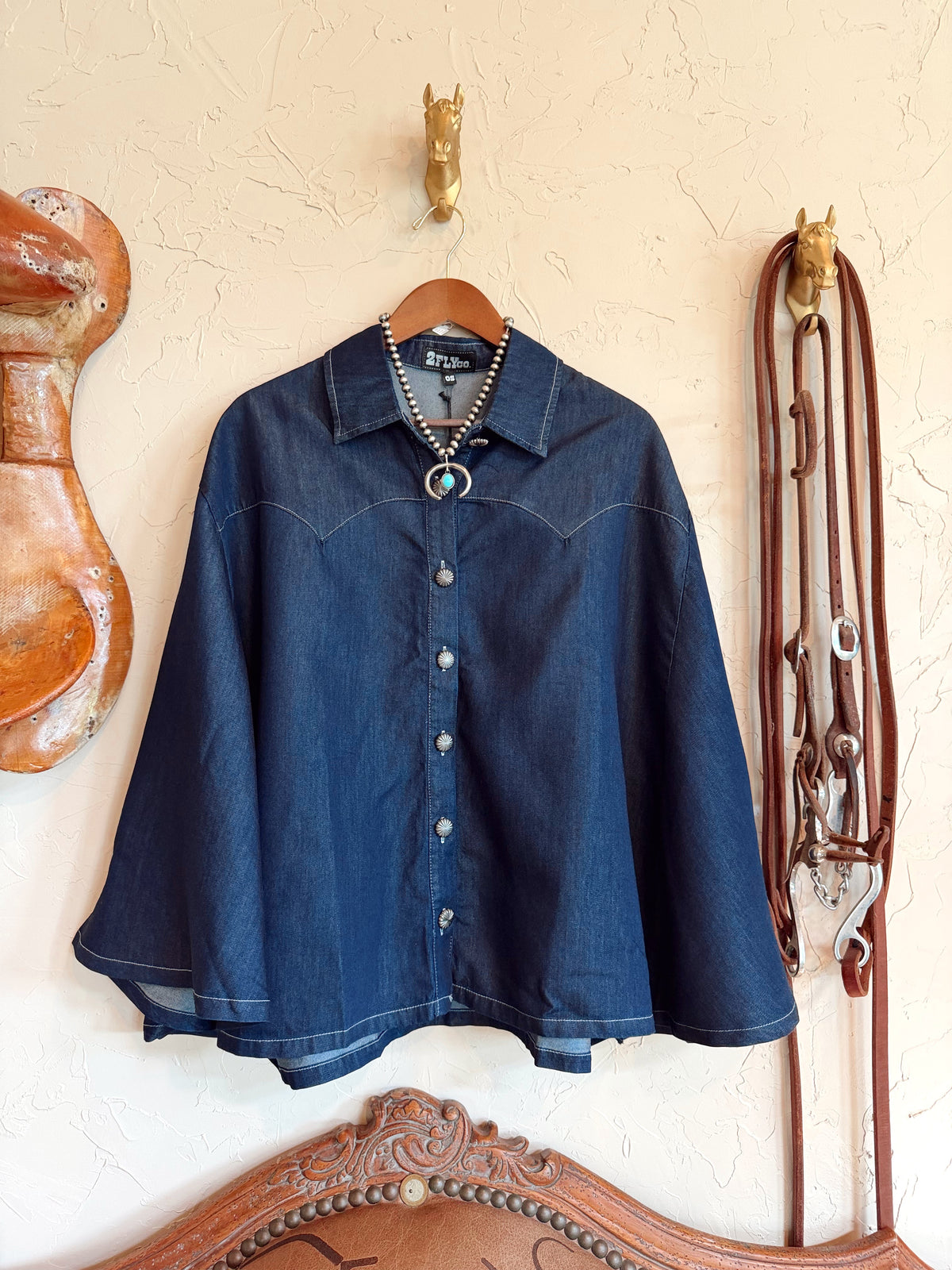The Blu Outlaw Denim Poncho Top