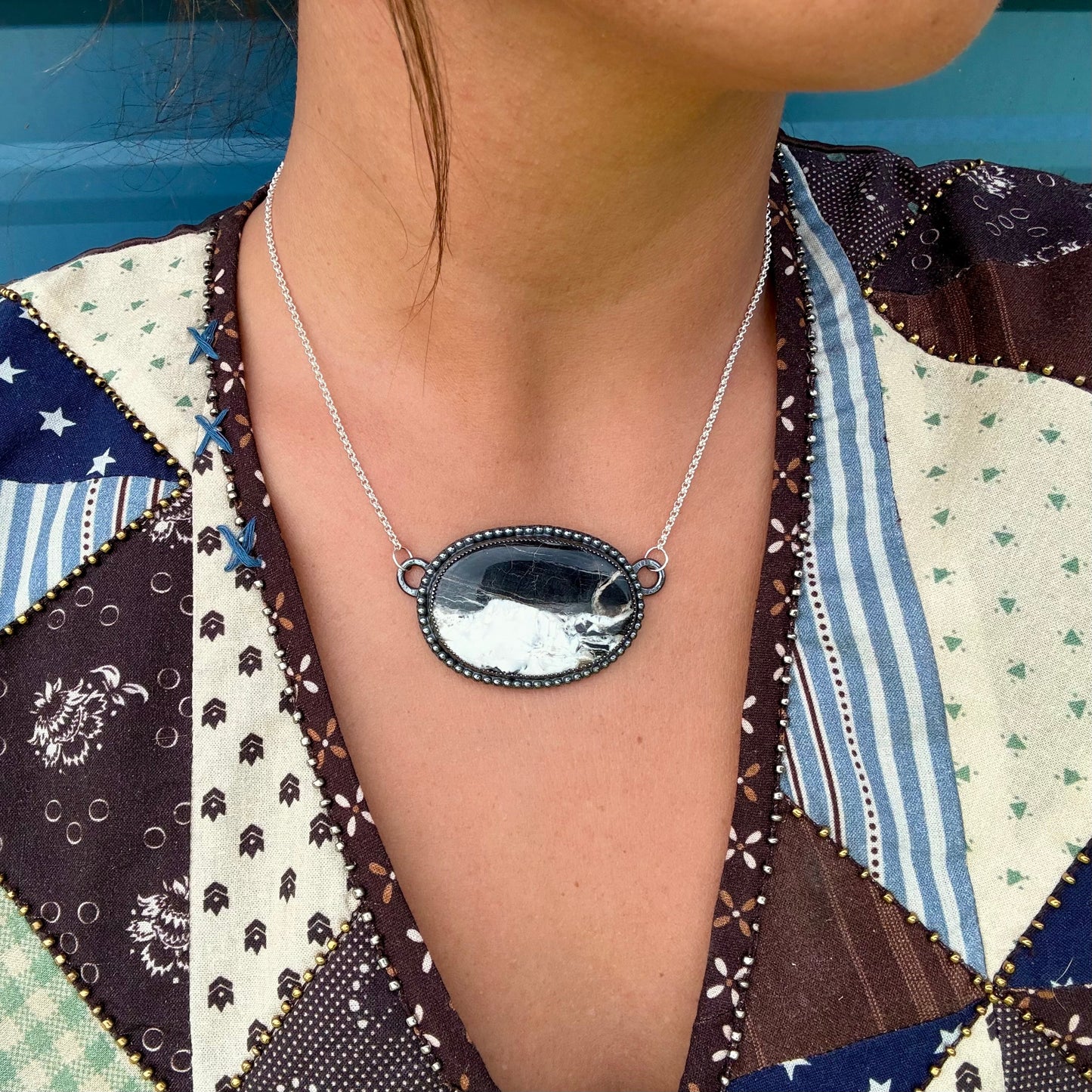 MJ White Buffalo Bar Necklace – Sterling Silver