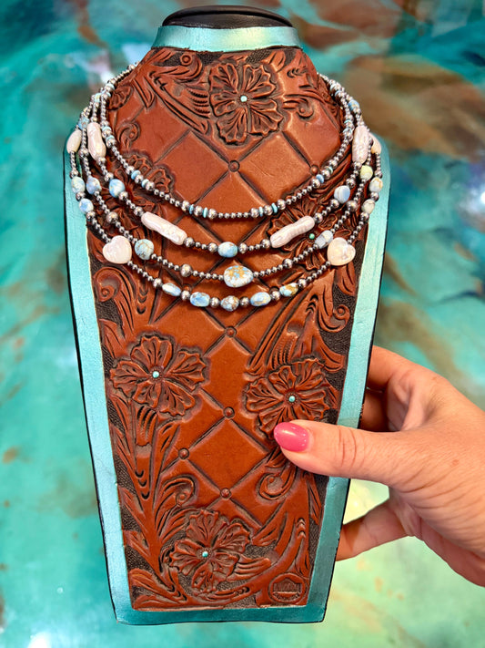 One Time Pieces – Rare Golden Hill Turquoise & Freshwater Pearl Necklaces
