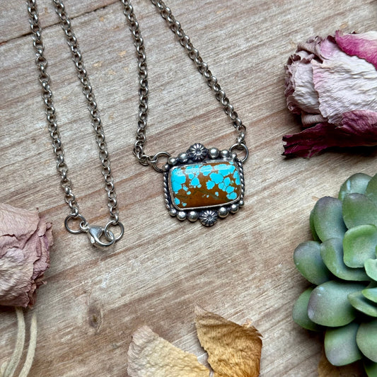 112 - Sterling Silver Mine #8 Turquoise Bar Necklace by Jason Ogg