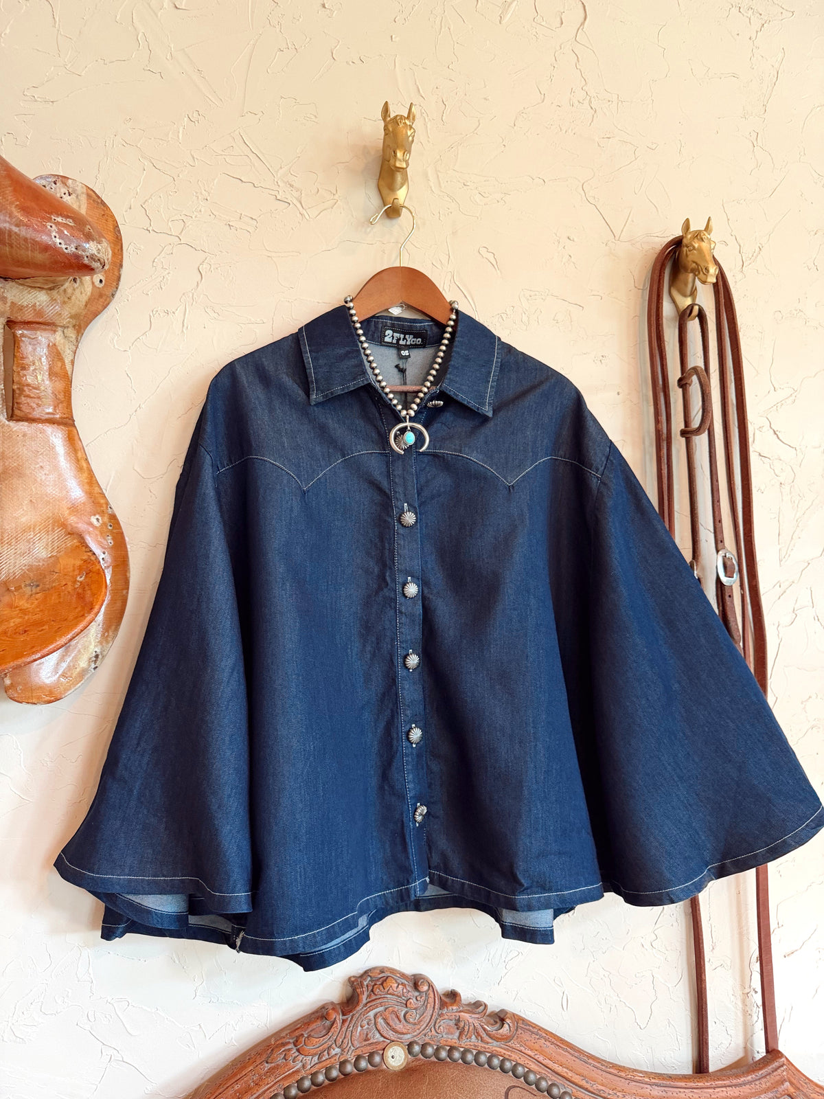 The Blu Outlaw Denim Poncho Top