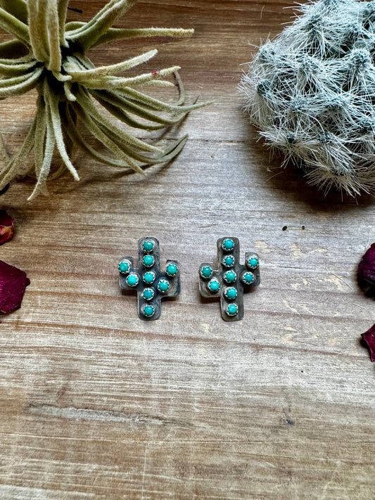 Turquoise Cactus Studs