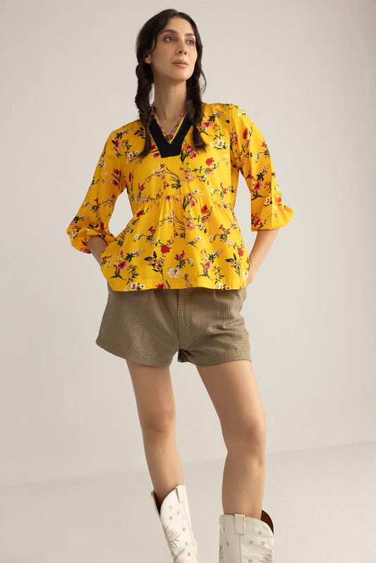 Zinnia Blaze Tunic Top in Marigold Rush