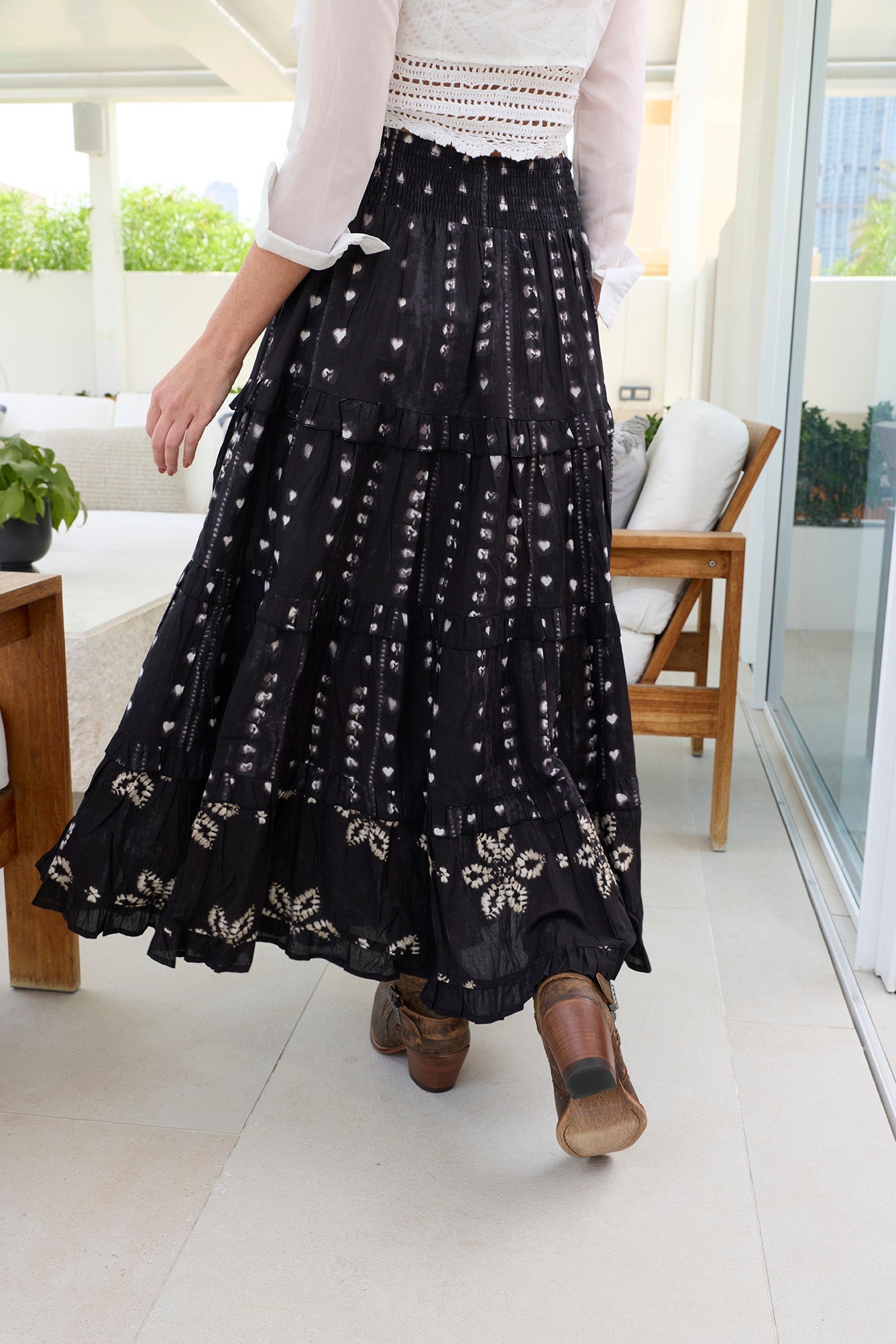Clover Noir Cotton Skirt Ink Black