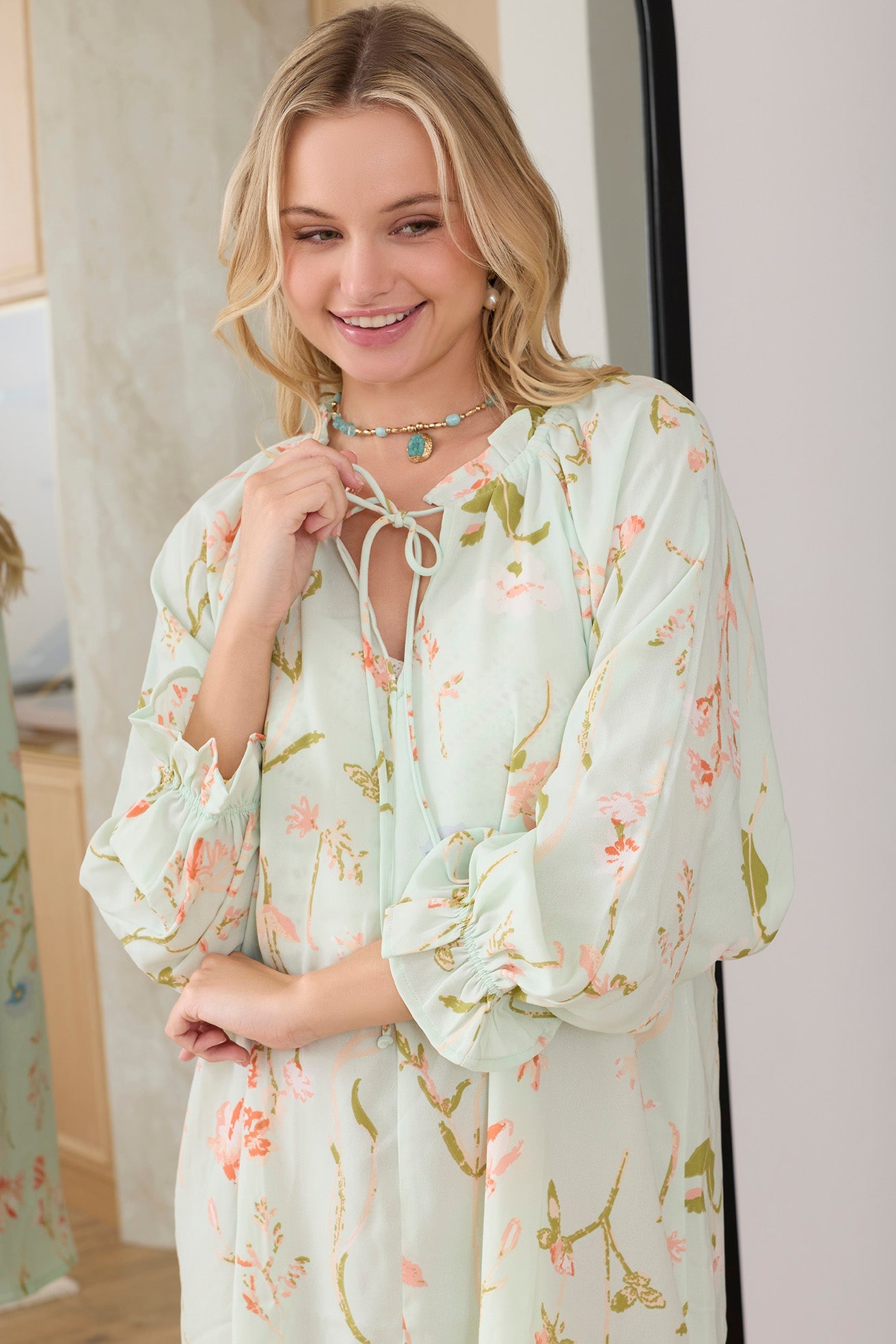 Wildflower Whisper Mini Dress in Mint