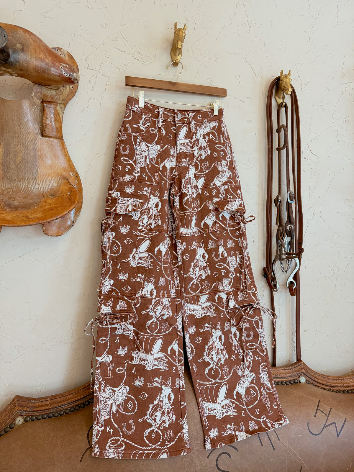 The Ranch Roundup Western Print Cargo Jeans