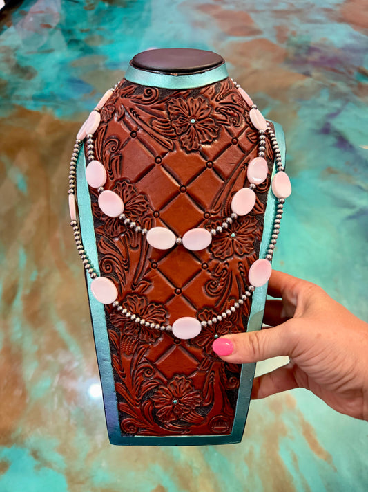 Jaci Stack – Pink Conch & Sterling Silver Layered Necklace Set