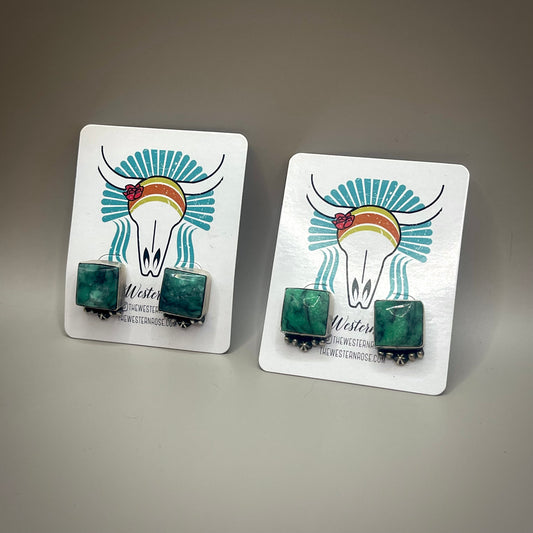 Square Variscite Studs