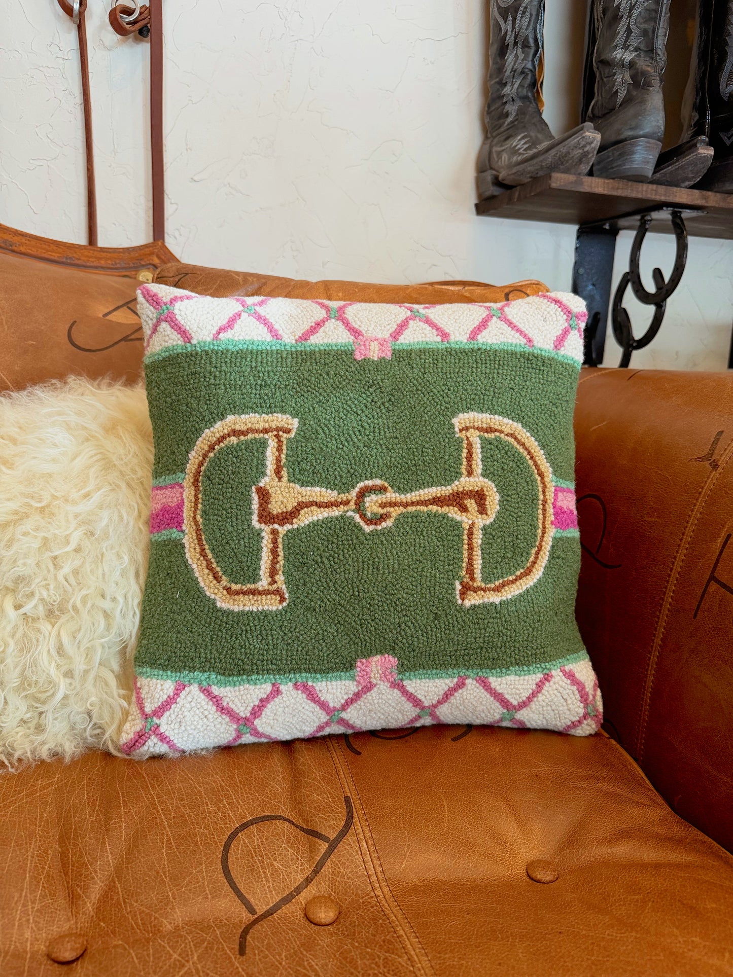 The Pink Snaffle Bit Hook Pillow