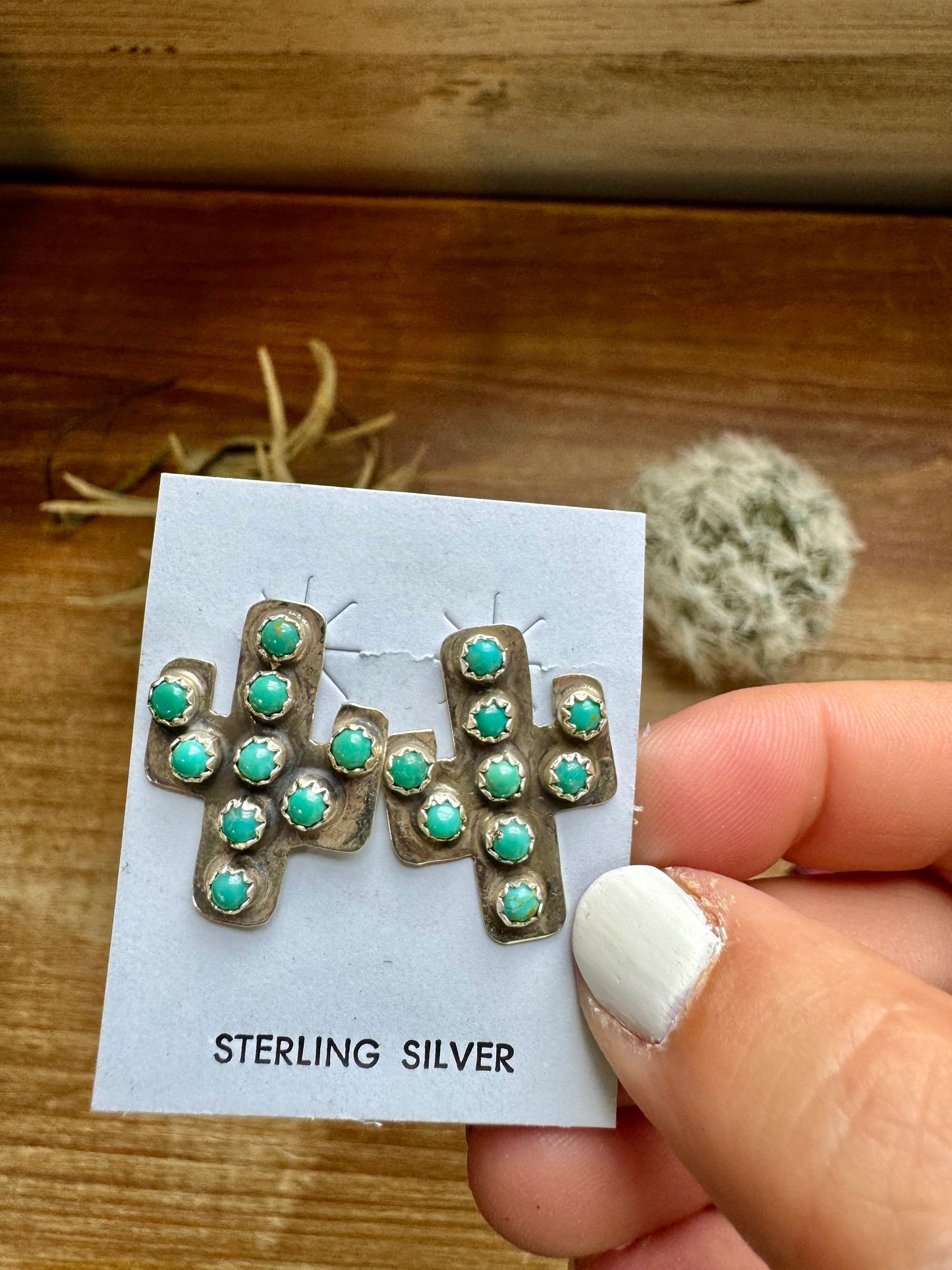 Turquoise Cactus Studs