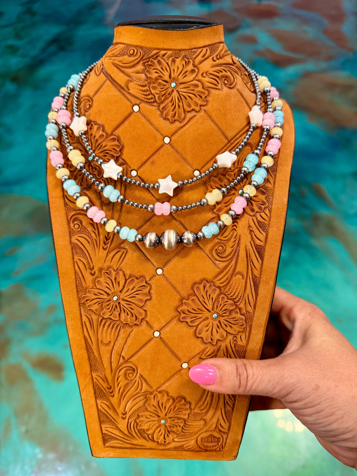 Freshwater Pearl Star & Colorful Glass 3-Piece Necklace Stack