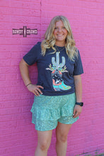 Load image into Gallery viewer, western apparel, western graphic tee, graphic western tees, wholesale clothing, western wholesale, women&#39;s western graphic tees, wholesale clothing and jewelry, western boutique clothing, western women&#39;s graphic tee, bright rodeo graphic tee, cacti graphic tee, cactus, bright graphic tee, colorful graphic tee, boot graphic tee, colorful western graphic tee western cactus &amp; boot graphic tee, disco cowgirl graphic tee