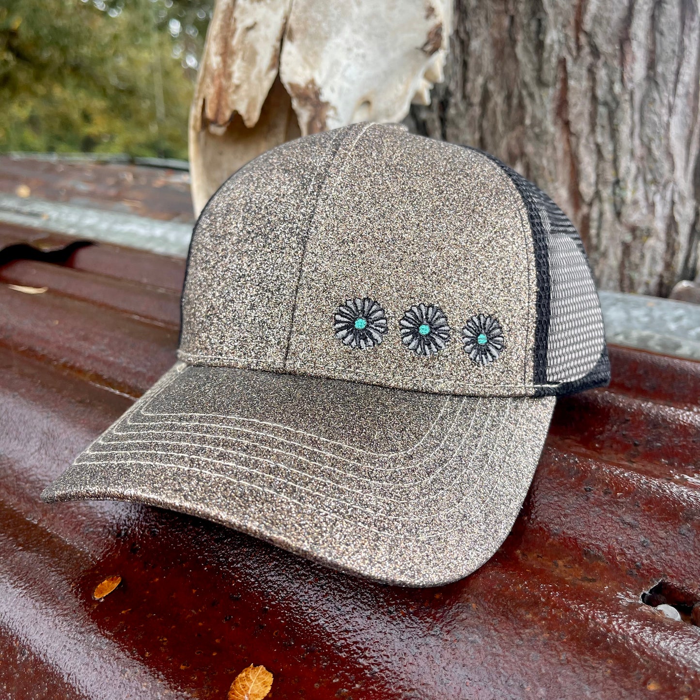 Concho Glitter Ponytail Cap