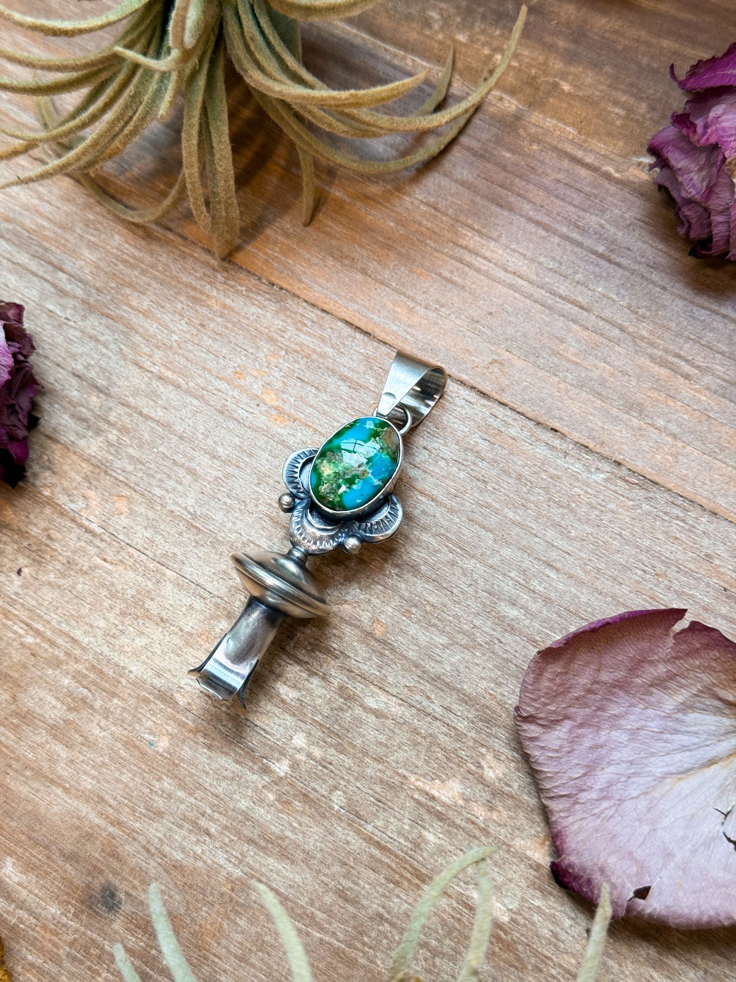 Sterling Silver Sonoran Gold Turquoise Blossom Pendant