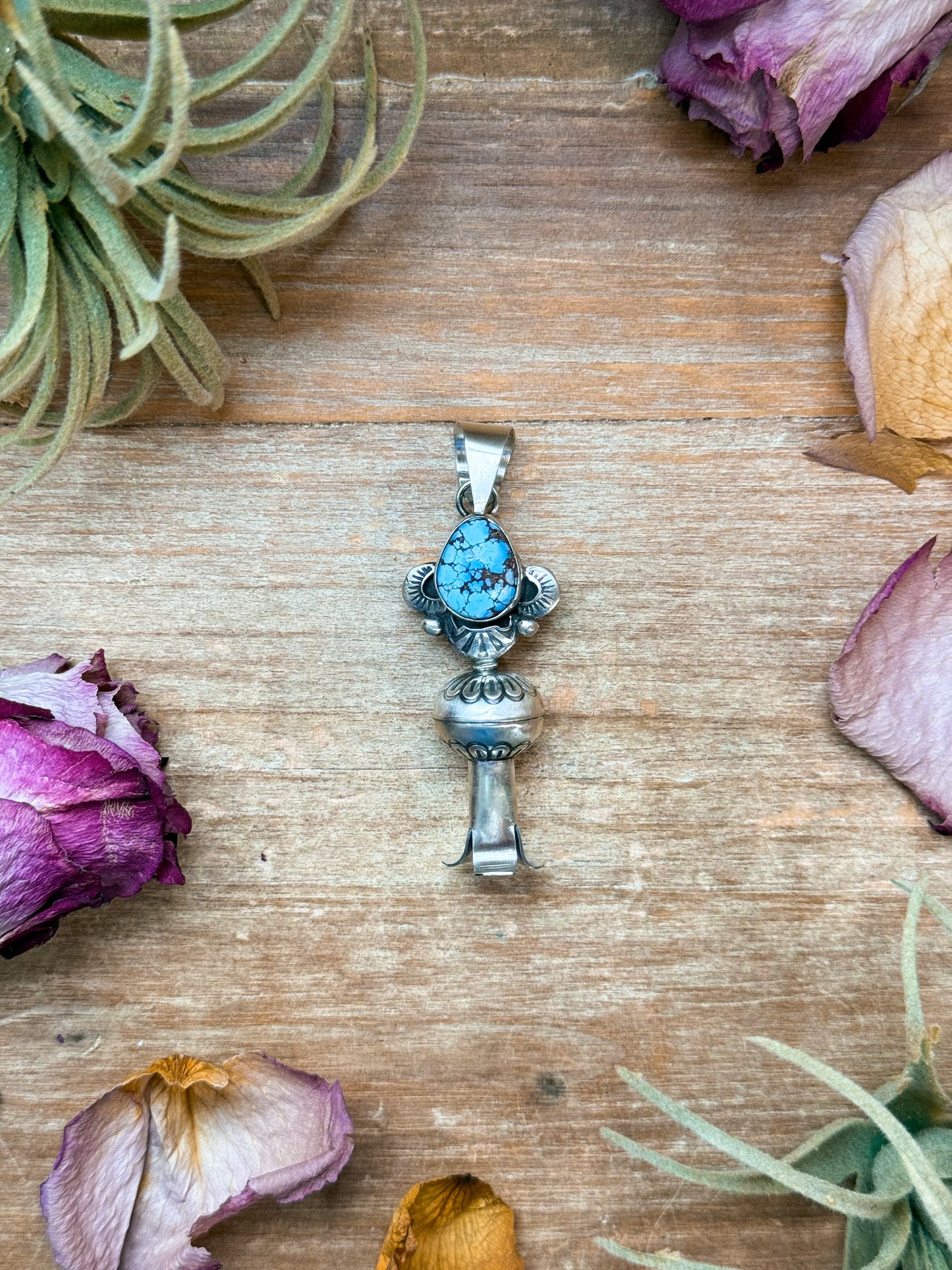 Sterling Silver Golden Hills Turquoise Blossom Pendant