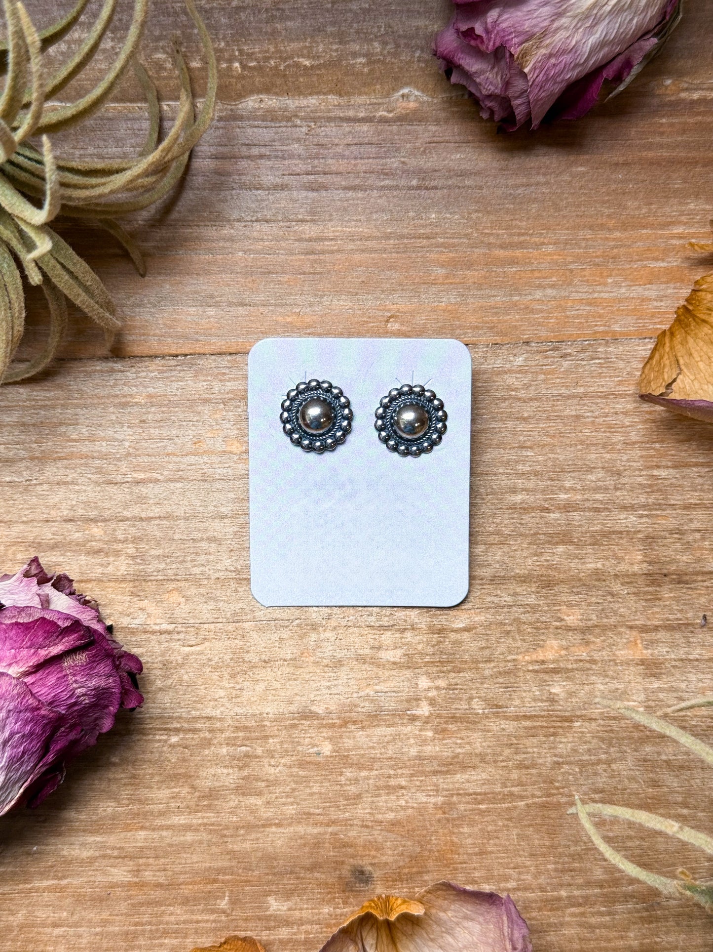 Mini Sterling Silver Concho Stud Earrings