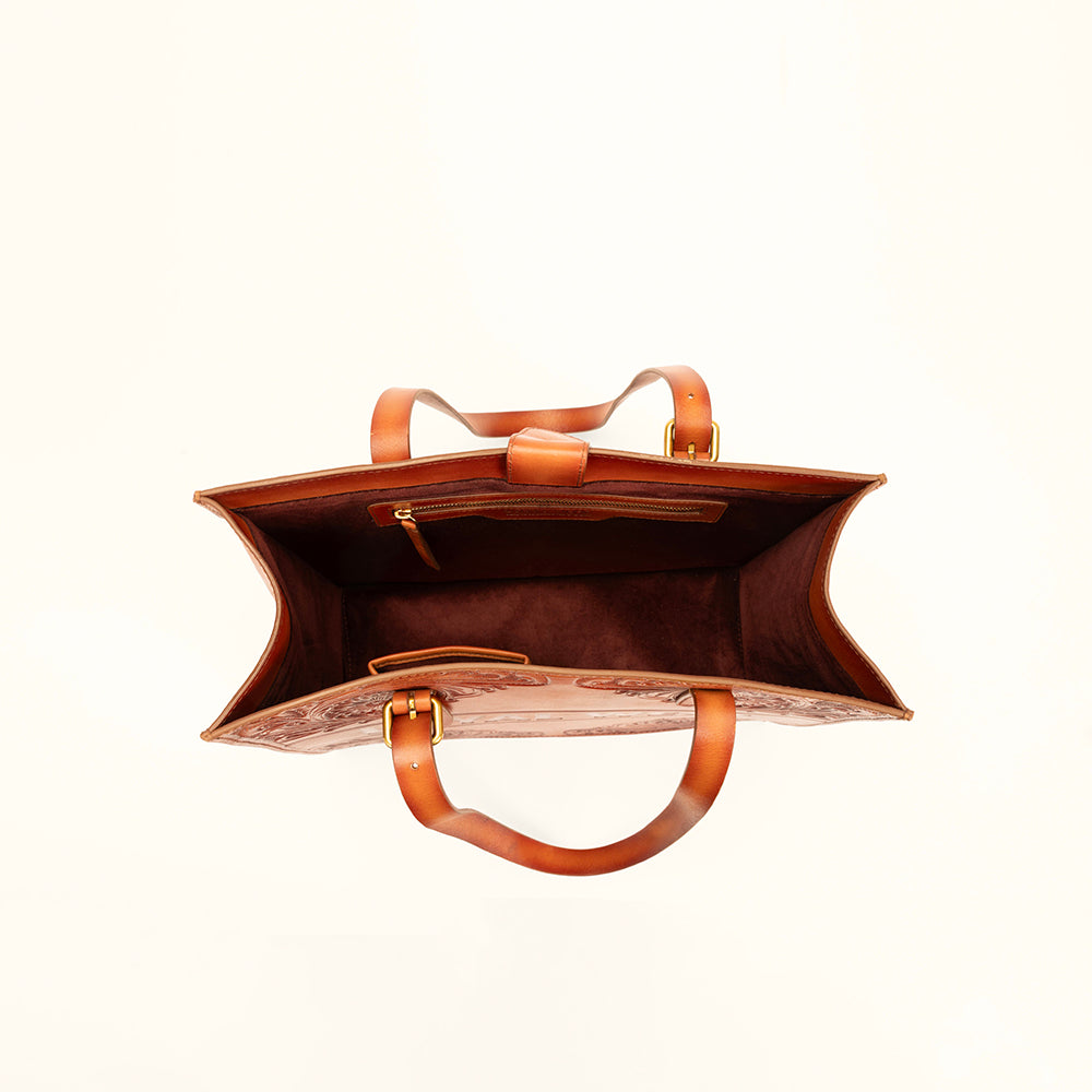 Loyal West Mivva Handtooled Medium Bag - Soft WalnutÂ Leather