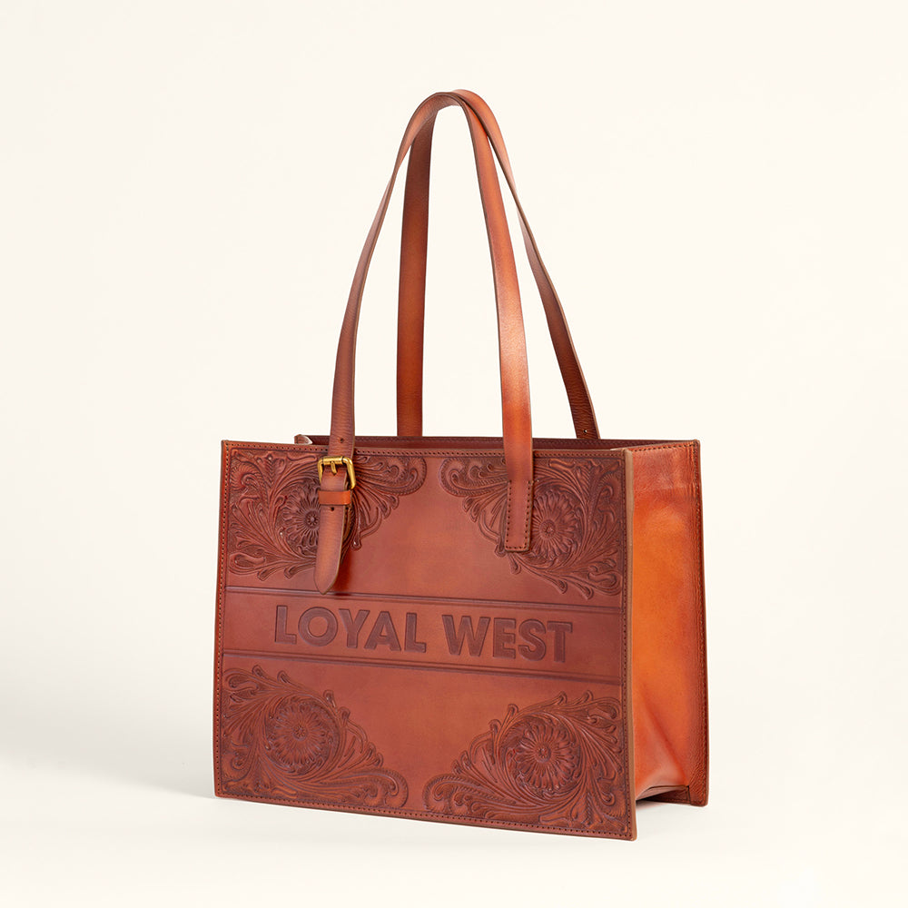 Loyal West Mivva Handtooled Medium Bag - Soft WalnutÂ Leather