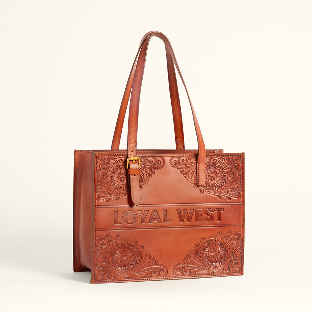 Loyal West Mivva Handtooled Medium Bag - Soft WalnutÂ Leather