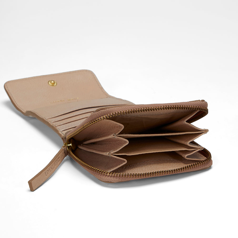 Loyal West SOPHIA CARD HOLDER IN HAND FINISHED EMBOSSED LEATHER - WHITE