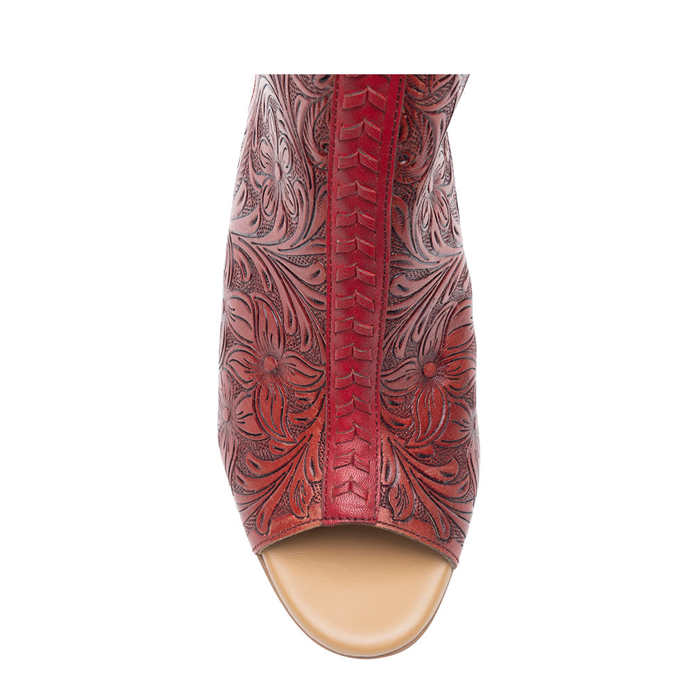 Myra Callandra Handtooled Cowgirl Boots for Women - Mid-Top Ankle Strap Western Boots for Bold Rodeo Adventures