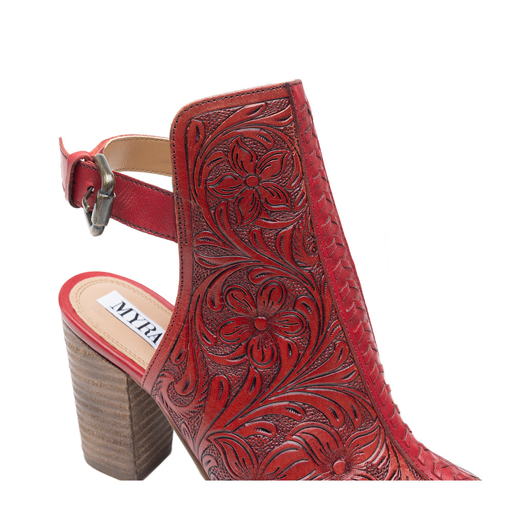 Myra Callandra Handtooled Cowgirl Boots for Women - Mid-Top Ankle Strap Western Boots for Bold Rodeo Adventures