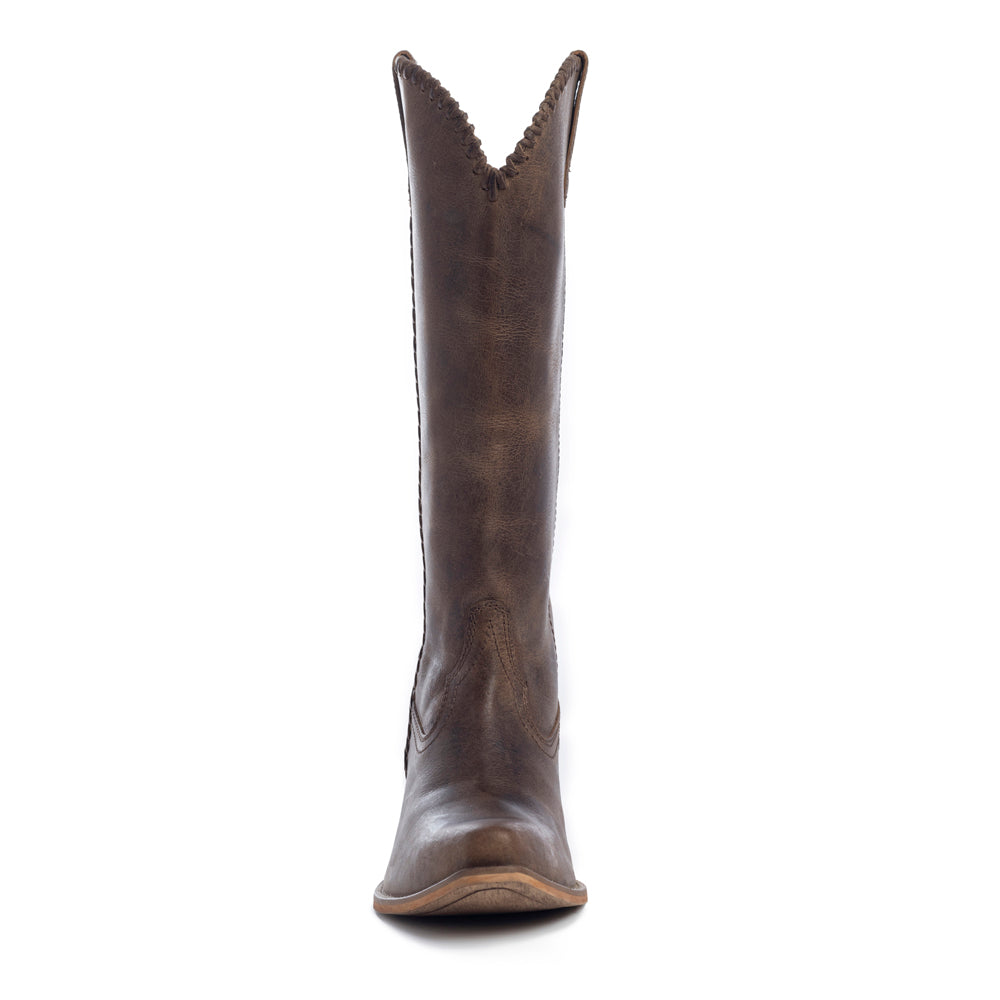 Myra High Plains Stitched Leather Boots for Women – Pointed Toe, Low Heel Cowgirl Boots with Western Tall Design
