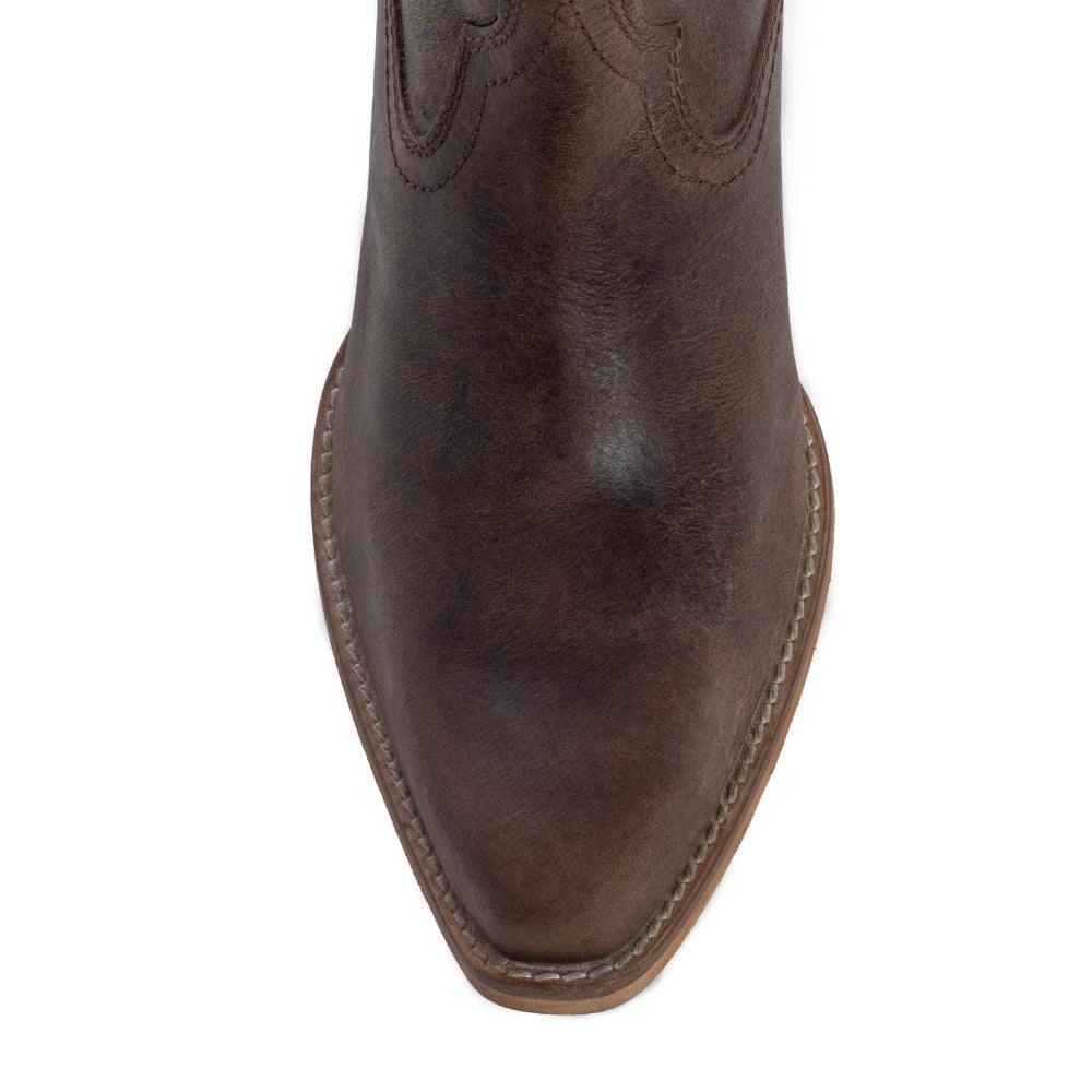 Myra High Plains Stitched Leather Boots for Women – Pointed Toe, Low Heel Cowgirl Boots with Western Tall Design