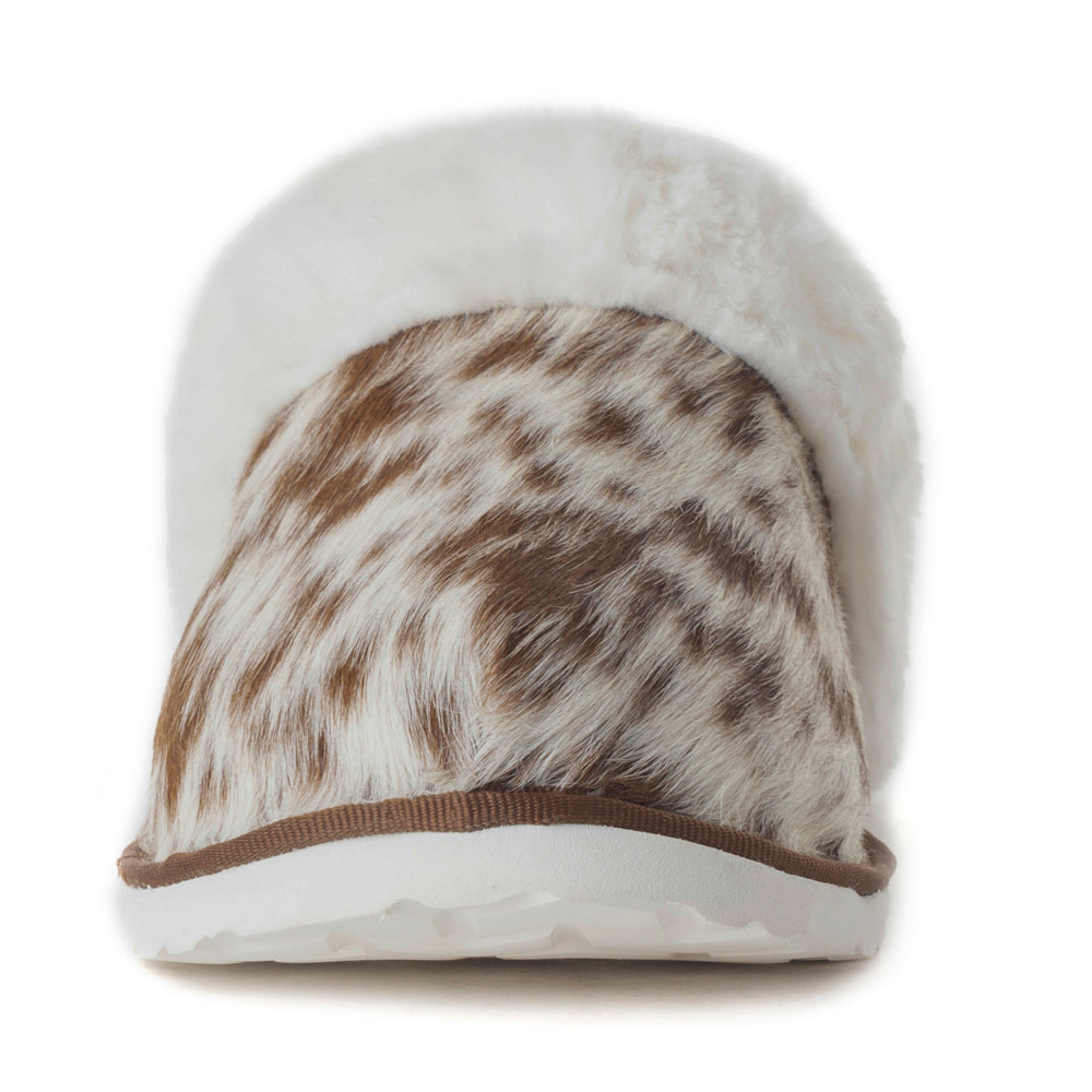 Myra Alamosa Tan Fur-Lined Hairon Leather Slippers for Women Winter Indoor Comfort, Soft Sole, Western Style