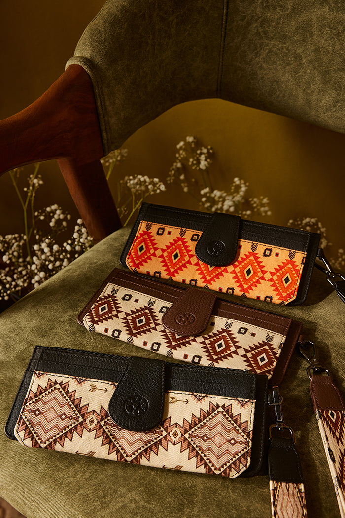 Solstice Weave Woven Wallet in Terracotta White