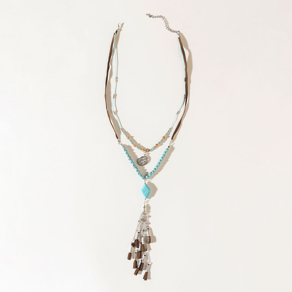 Two Moons Spell Necklace in Mesa Blue