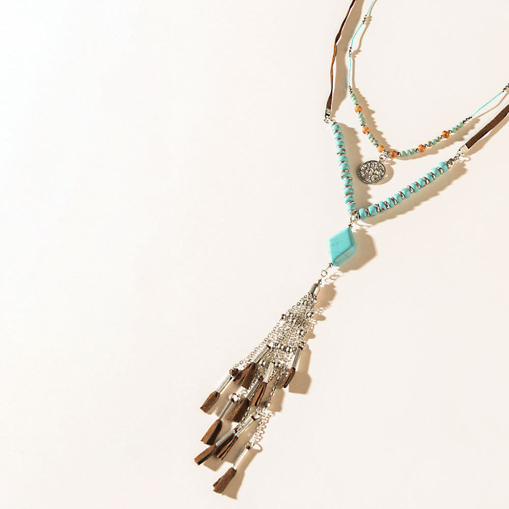Two Moons Spell Necklace in Mesa Blue