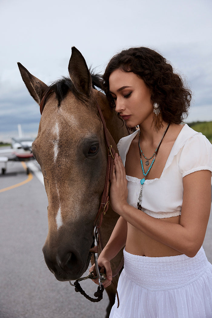 Two Moons Spell Necklace in Mesa Blue